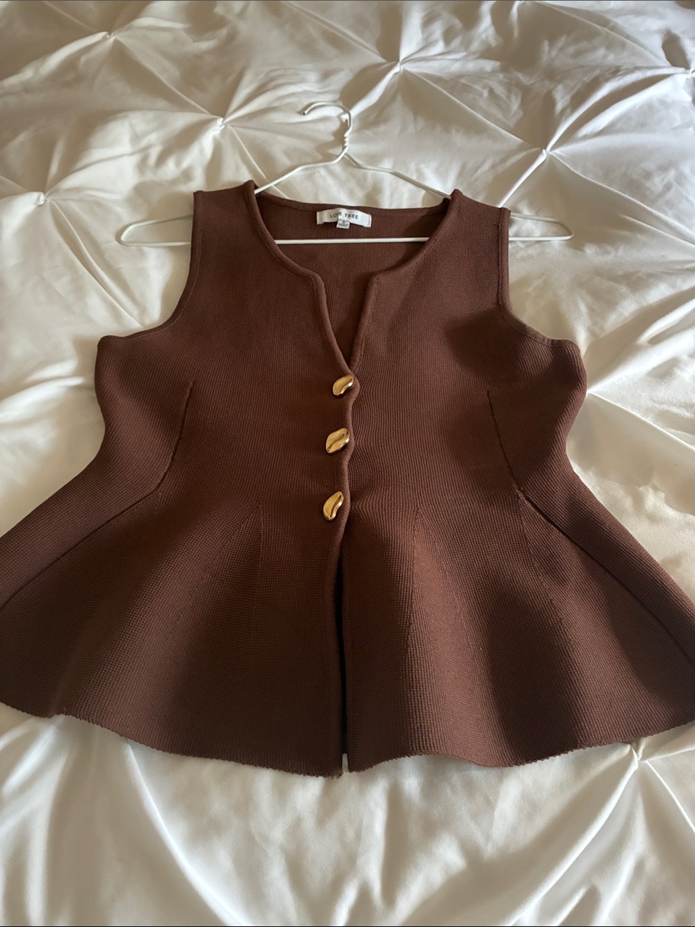 Brown woman’s Sleeveless Peplum Dress Top